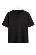 Waffle Henley T-Shirt ( Black )