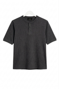 Waffle Henley T-Shirt ( Charcoal )