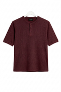 Waffle Henley T-Shirt ( Maroon )