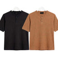 Pack of 2 Waffle Henley ( Black & Camel )