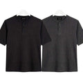 Pack of 2 Waffle Henley ( Black & Charcoal )