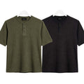 Pack of 2 Waffle Henley ( Commando Green & Black )