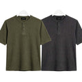 Pack of 2 Waffle Henley ( Commando Green & Charcoal )