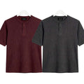 Pack of 2 Waffle Henley ( Maroon & Charcoal )