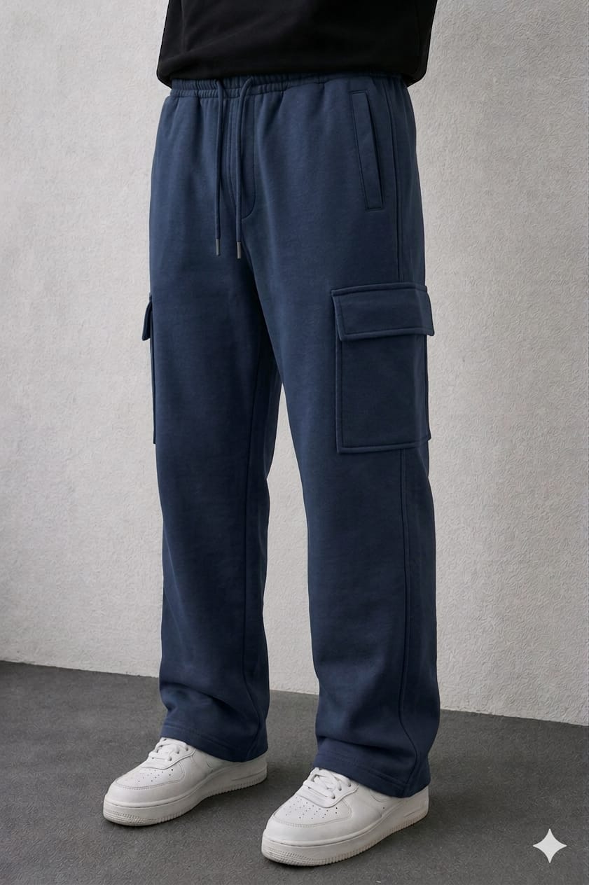 Men's Premium Cargo Trousers - Navy Blue